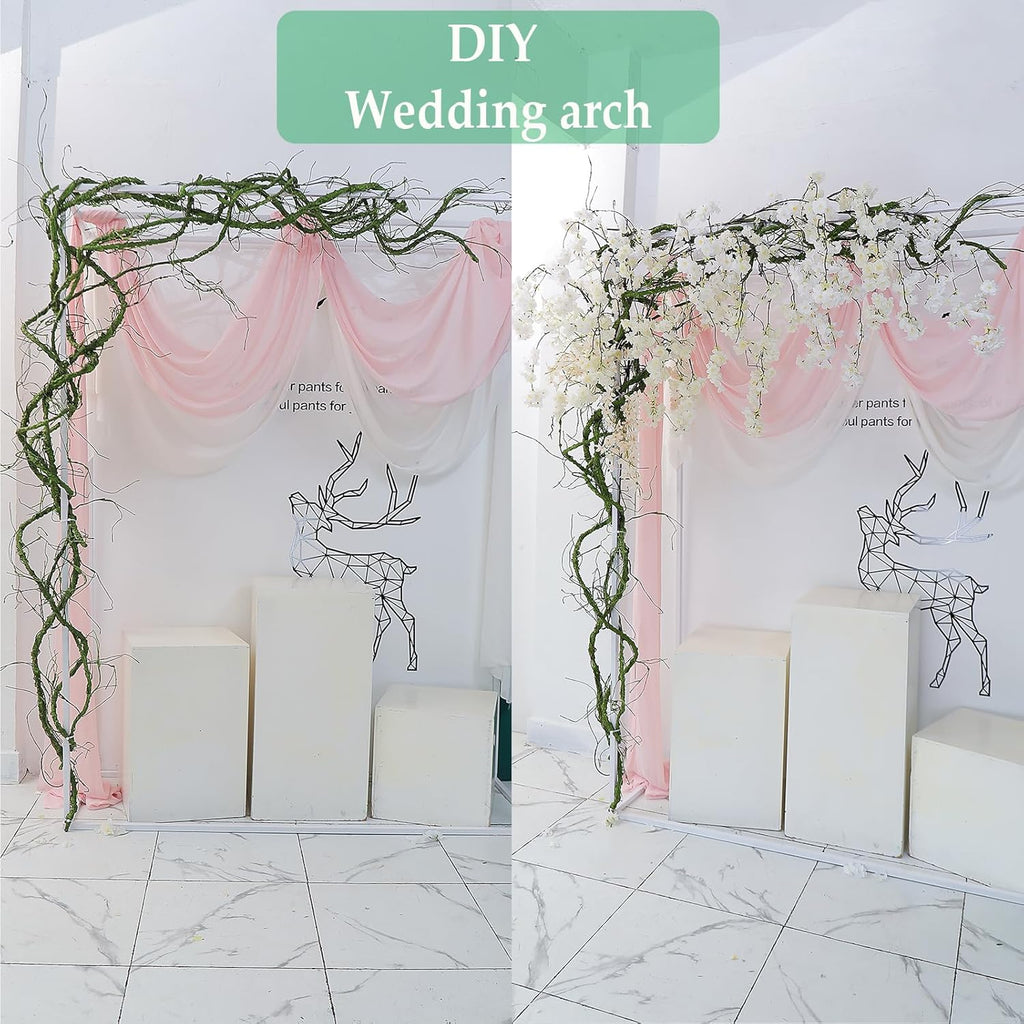 300cm/118inch Flexible Green Medium Artificial Tree Branches Fake Tree Trunk Garland Rattan Wreath Cherry Blossom Grape Vines Floral for Wall Hanging Front Door Reptile Habitat Decoration