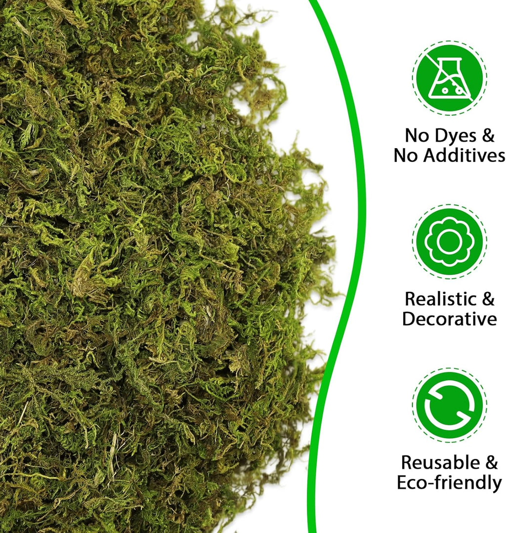 Riare 7OZ Artificial Fake Moss for Fake Plants Indoor- Premium Faux Craft Moss for Potted Plant, Fresh Forest Green for Hamsters Micro-Landscape Terrariums Centerpieces Decor