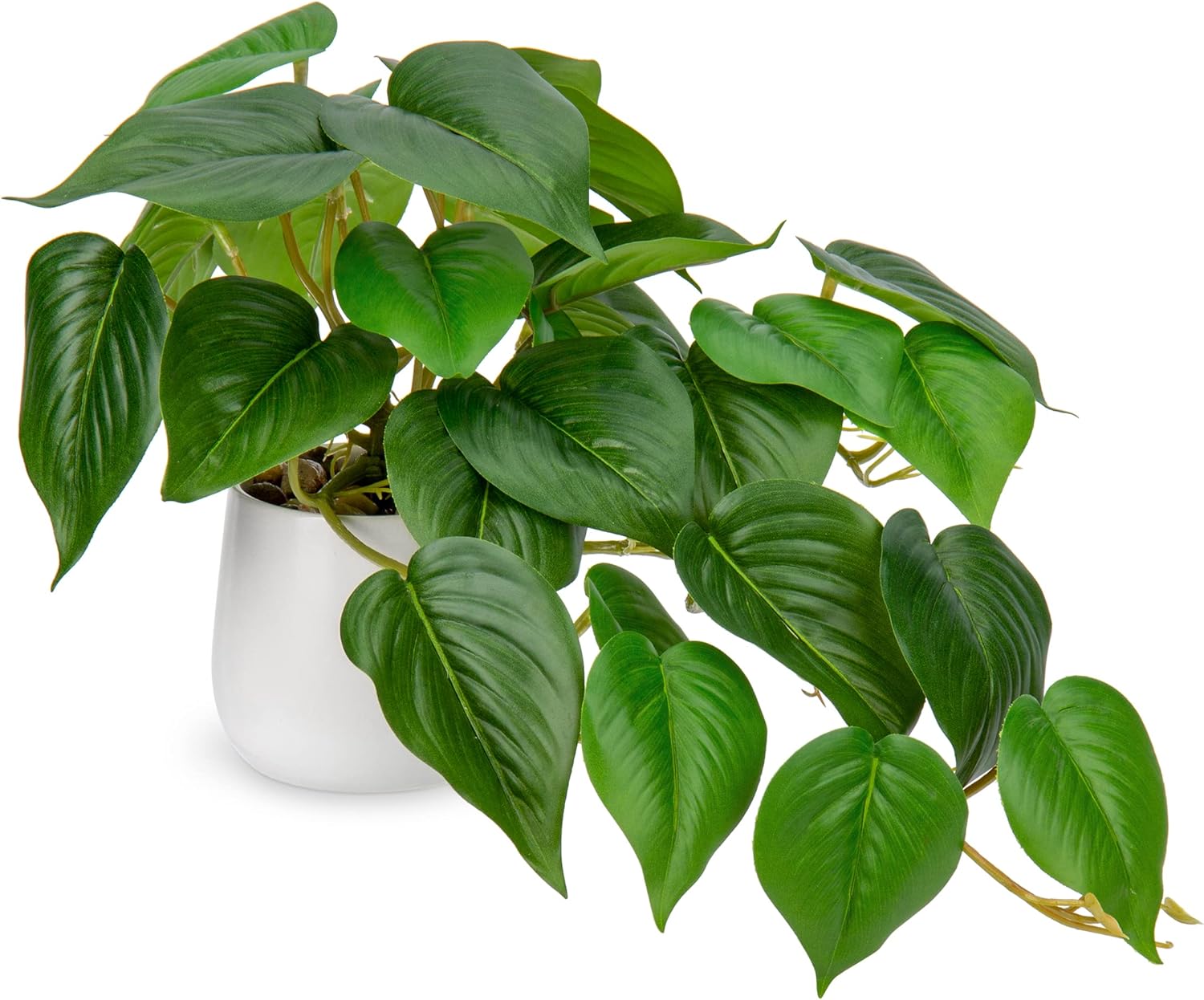 DILATATA Fake Plants Indoor 8 Inch Artificial Pothos Plant in White Ceramic Pot - Faux Potted Pothos Plant for Home Aesthetic Decor Living Room Shelf Office