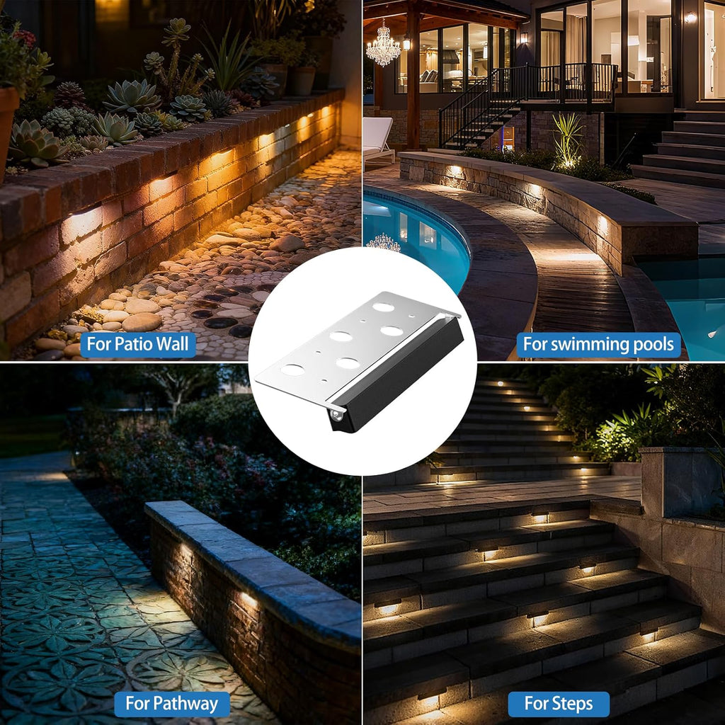 ZZXX 12W Retaining Wall Lights LED Hardscape Lighting Low Voltage Step Lights Warm White Waterproof Outdoor LED Landscape Lighting for Front Door Yard Garage Deck Step with Photocell Sensor 7.8 Inch