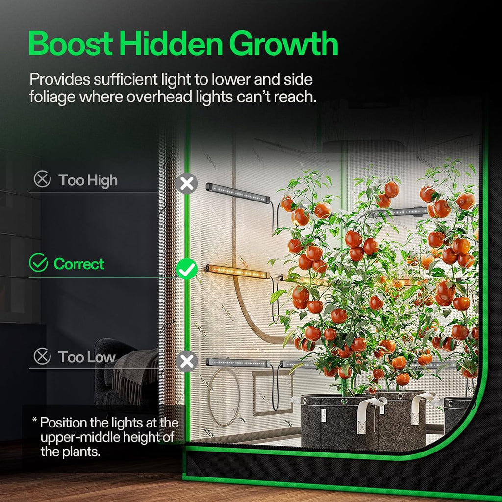 VIVOSUN Lumaray LED Grow Light Bars 16”(8-Bar), Full Spectrum Side Lighting with 60% Red Light up to 25% Yields for Grow Tents, Greenhouses, Magnet Reliability Upgraded, SGS Compatible
