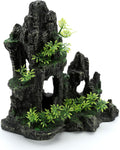Aquarium Decorations Large Mountain View Stone Ornaments, Fish Tank Decorations Extra Large and Tall Aquarium Decor for Fish Tank Hideout Tree House Rock Cave for Small Fish Betta Hideaway Cave