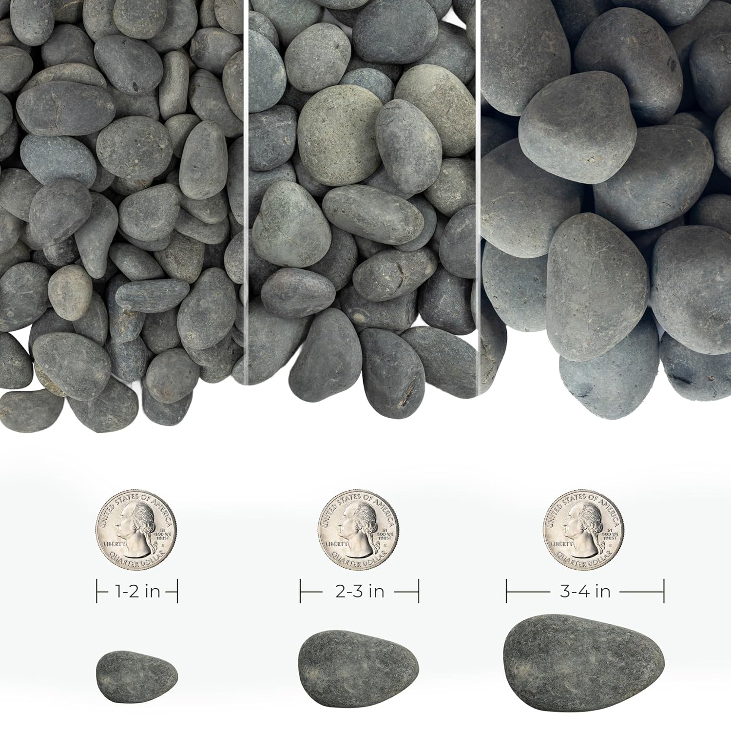 Large Unpolished Bulk Pebbles 20lbs, 3-4 Inch Black River Rocks, Hand-Picked Natural Stones for Landscaping and Garden Design Fish Tank, Pathways and Backyard