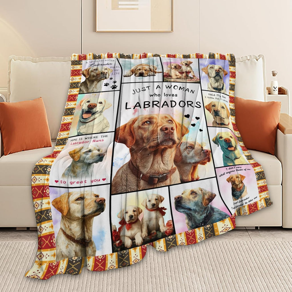 Labrador Throw Blanket Labrador Puppy Stuff Gifts for Dog Lover Kids Girls Boys Adults Women Men Soft Cozy Warm Plush Fluffy Fuzzy Fleece Blanket 60''X80''