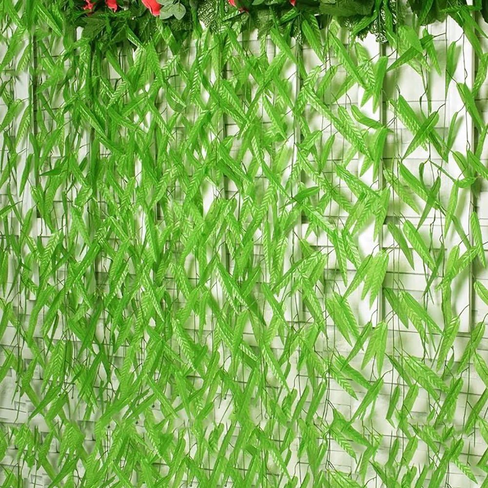Beebel 50 Strands Artificial Vine Fake Leaves Silk Willow Rattan Wicker Twig for Jungle Party Supplies