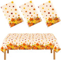 Fall Disposable Tablecloth Autumn Theme Plastic Table Cover Pumpkin Maple Leaves Tablecloths for Thanksgiving Harvest Party Decoration Supplies Favors 3 Pieces 54 x 108 Inch