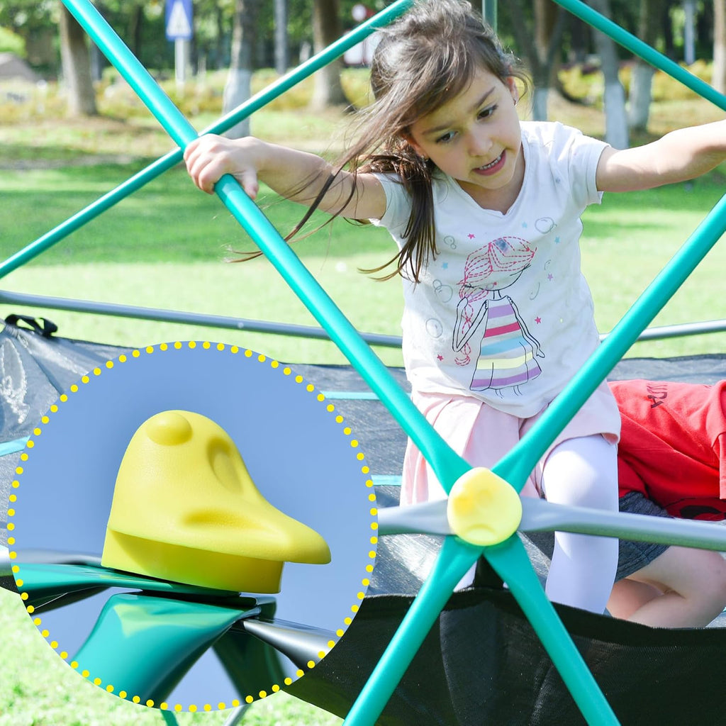 12 FT Climbing Dome with Play Canopy for Kids 3-10, Outdoor Play Equipment Supporting 1000 lbs, Anti-Rust Jungle Gym, Easy Assembly Geometric Dome Climber Play Center (Blue & Silver)