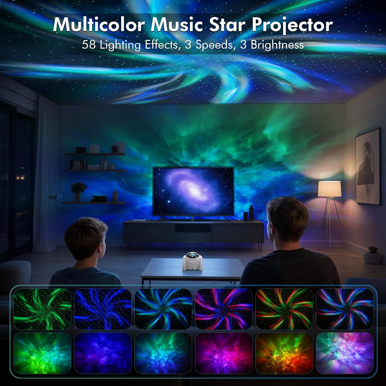 Rossetta Dual Galaxy Projector, Star Projector for Bedroom with Bluetooth Speaker & White Noise, Remote, Timer, Night Light for Kids Room Decor, Party, Birthday & Christmas Gifts for Adults Girls Boys