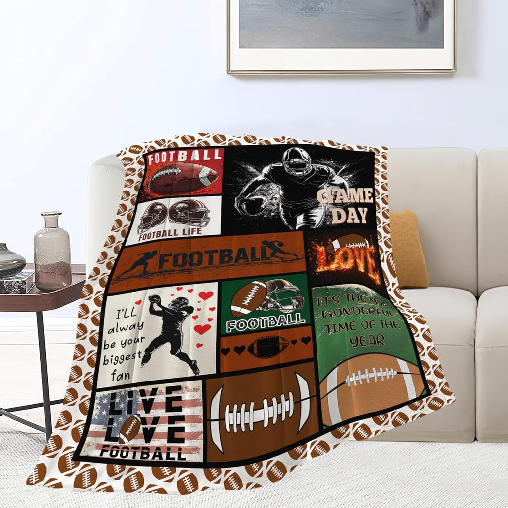 Football Blanket Sports Football Throw Blanket Gifts for Player Kids Girls Boys Adults Women Man Super Soft Cozy Plush Fluffy Fuzzy Fleece Blanket Decor 50''X60''