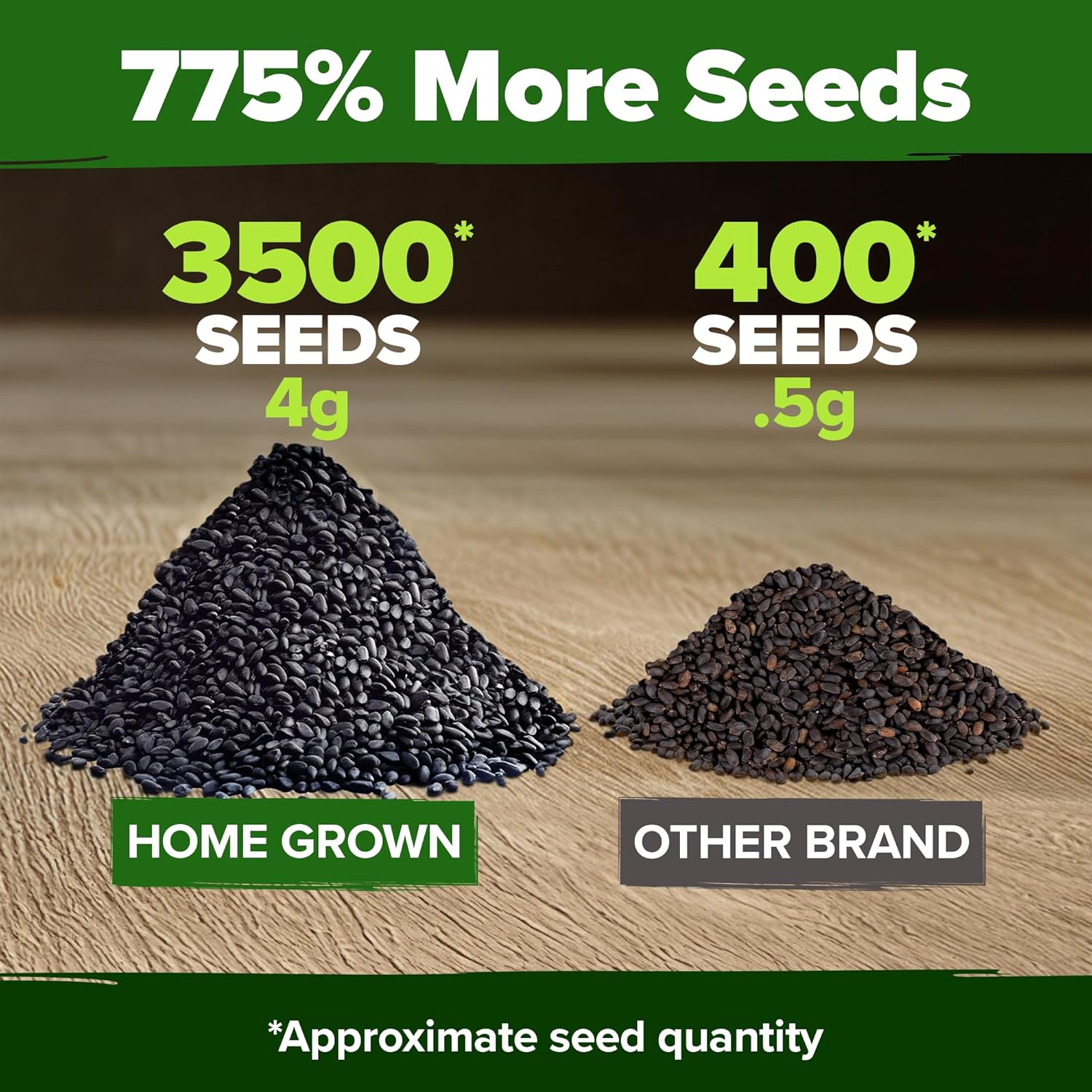 HOME GROWN Genovese Basil Seeds 2 Pack - 3500 Non GMO Heirloom Basil Seeds for Planting (Ocimum basilicum) - Herb Seeds for Indoor & Outdoor Gardening - Grow for Culinary Use