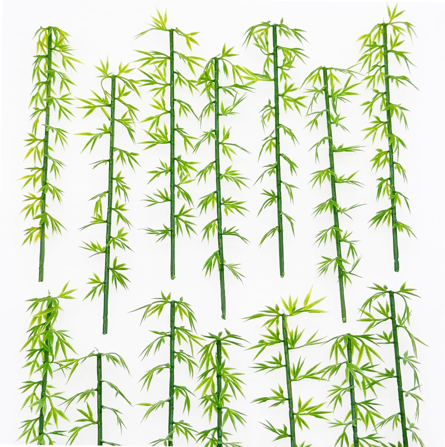 Woohome Model Miniature Bamboo Trees, Green Plastic Bamboo Trees for Building Model, Home Miniature Landscape Landform Diorama Project, 50 PCS, 4.72’’