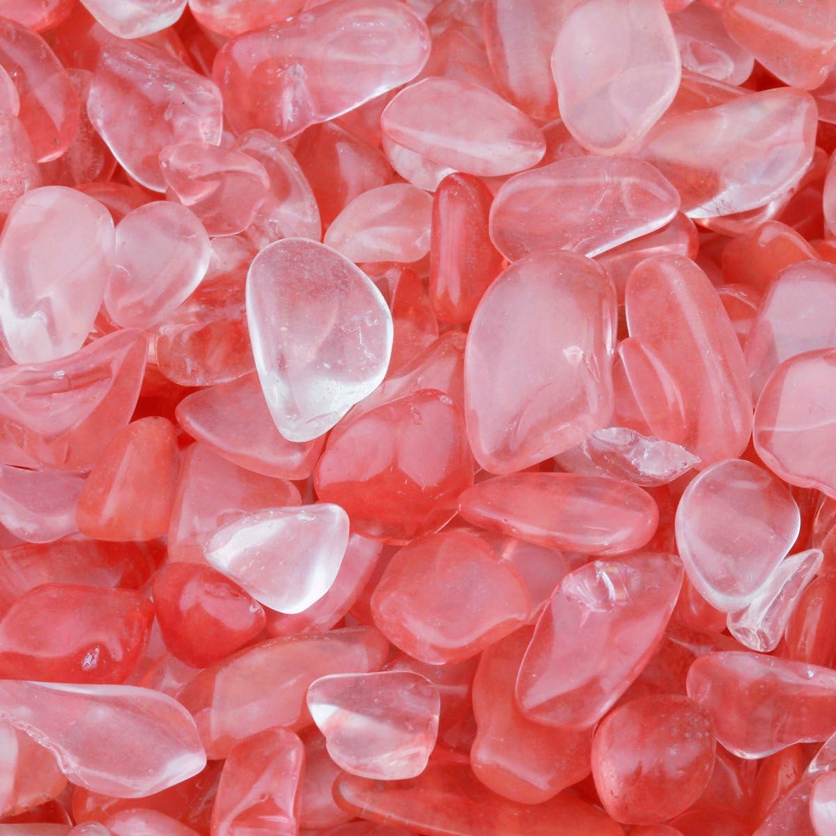 SUNYIK Green Prehnite/Cherry Quartz Tumbled Chips Crystal Crushed Pieces Irregular Shaped 1pound(About 460 Gram)