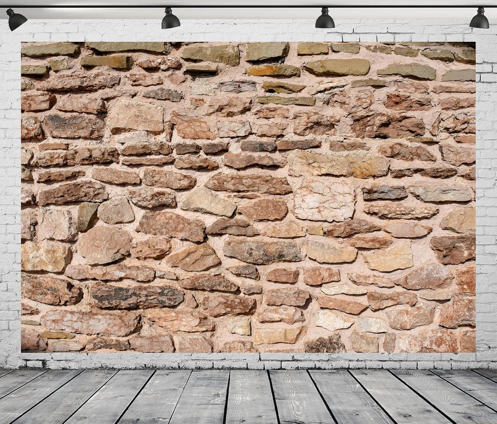BELECO 8x6ft Fabric Vintage Brick Stone Wall Backdrop for Photography Ancient Rock Wall Textured Brick Stone Background Wallpaper Stone Wall Birthday Party Decorations Studio Booth Photo Props