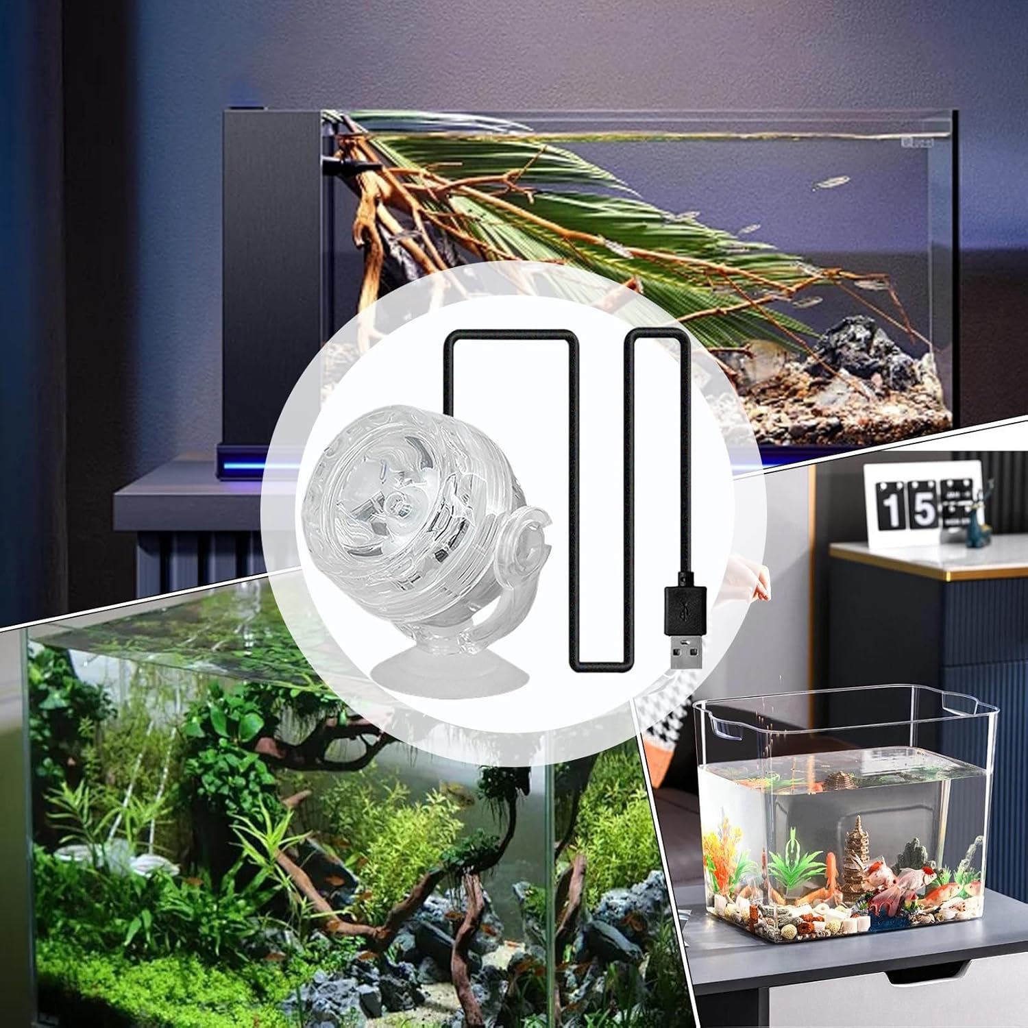 Submersible Aquarium Light - 6-Color LED Water Lamp, Submersible Aquarium Light for, Bright Vibrant Illumination, Easy to Use Plug-and-Play Design, Pool Lighting Tool, Decorative Accessory