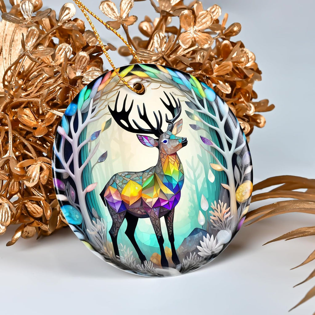 Colorful Ceramic Elk Christmas Ornament, Elk Ornaments for Christmas Tree, Holiday Decorations, Christmas Decor, Elk Gifts, Christmas Ornament Gift Ideas