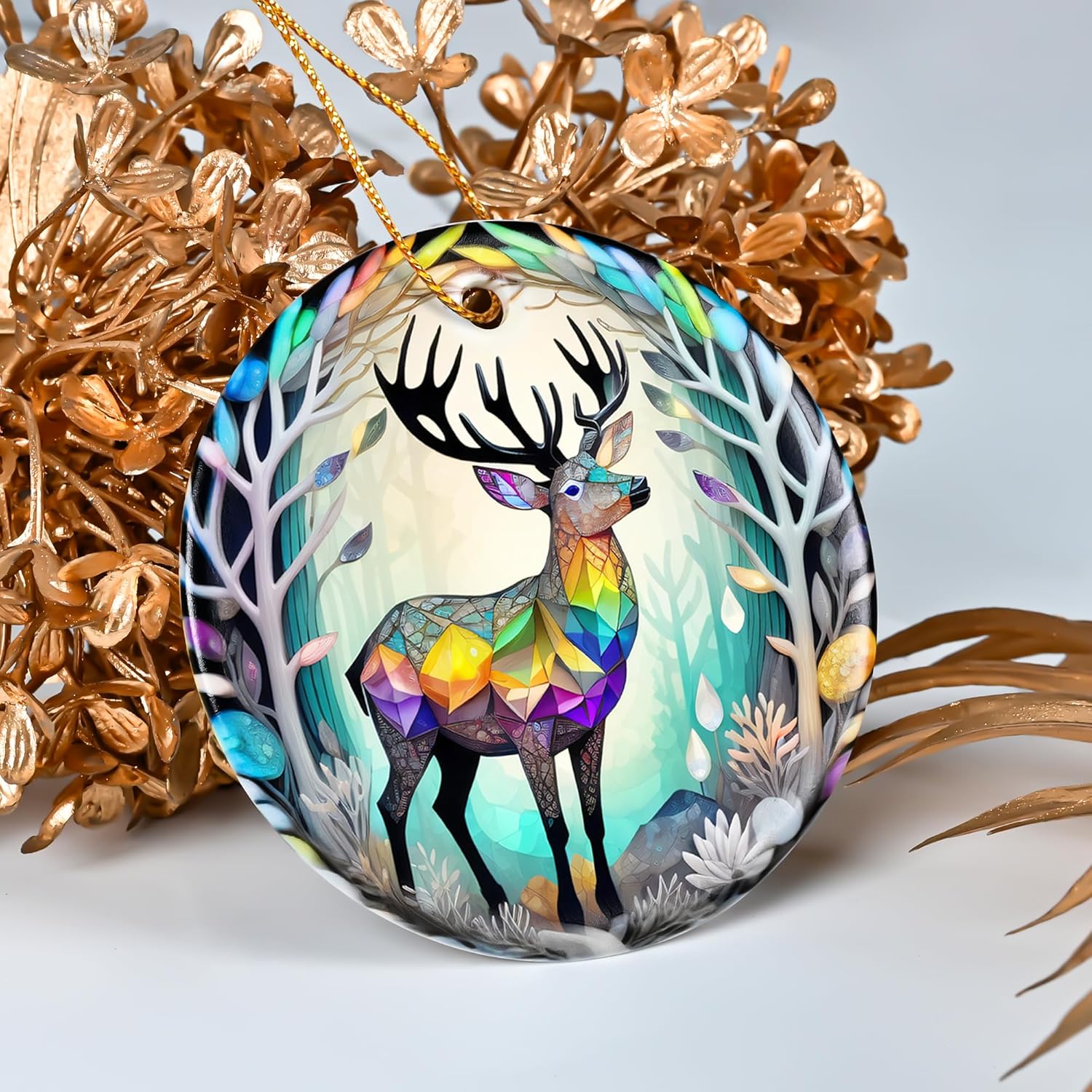 Colorful Ceramic Elk Christmas Ornament, Elk Ornaments for Christmas Tree, Holiday Decorations, Christmas Decor, Elk Gifts, Christmas Ornament Gift Ideas