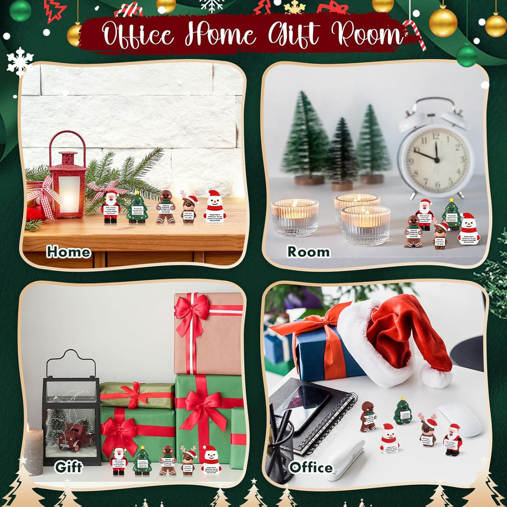 Gejoy 25 Pcs Mini Rubber Christmas Toys Positive Mini Christmas Figures Gifts Decorations and Encouragement Birthday Motivational Gifts for Colleague Staff Teacher