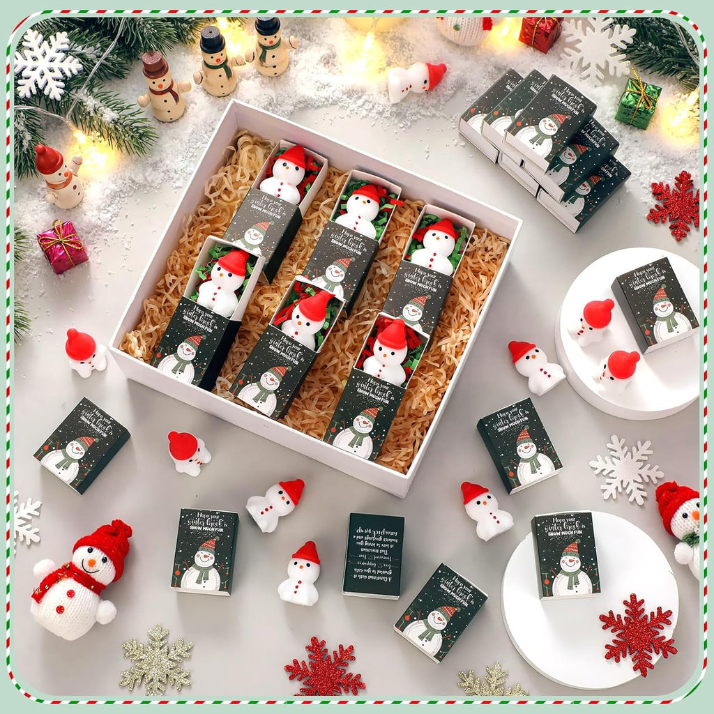 Wettarn 24 Sets Winter Break Gifts Snowman Stress Balls with Support Gift Boxes Bulk Christmas Party Favors for Students Teachers Relief Toys Office Classroom Prizes Holiday Stuffers