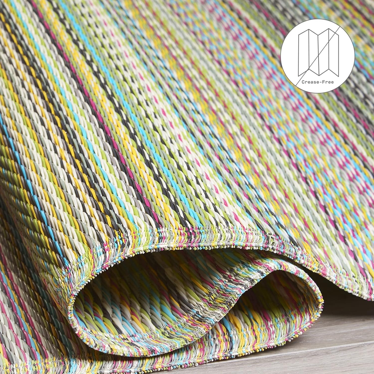 Fab Habitat Striped Outdoor Rug - Waterproof, Fade Resistant, Crease-Free, Reversible - Premium Recycled Plastic - Patio Porch Balcony Deck - Cancun Candy - 8x10 ft