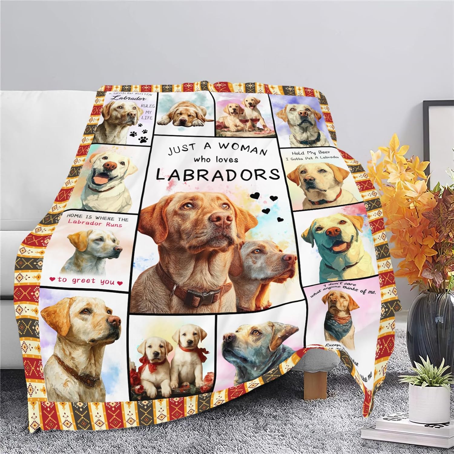 Labrador Throw Blanket Labrador Puppy Stuff Gifts for Dog Lover Kids Girls Boys Adults Women Men Soft Cozy Warm Plush Fluffy Fuzzy Fleece Blanket 40''X50''