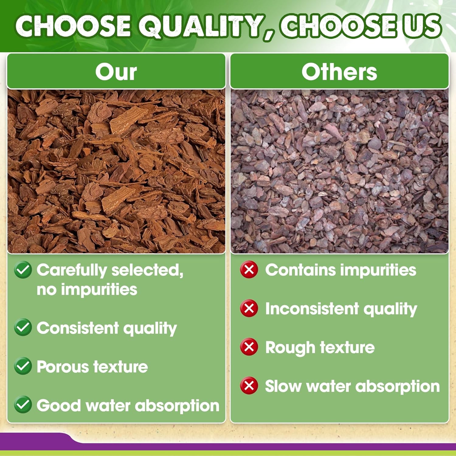 DUSPRO Recycle Orchid Bark Bulk for Plants, Optimal Texture Bark for Orchids Potting, Ideal Wood Chips for Plants (2 Quart)