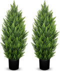 Briful 3ft Cedar Topiary Trees Artificial Outdoor Set of 2, Realistic Faux Cedar Pines with Pots, UV Resistant Christmas Greenery for Holiday Decor, Indoor Farmhouse Entryway Patio Door Plants