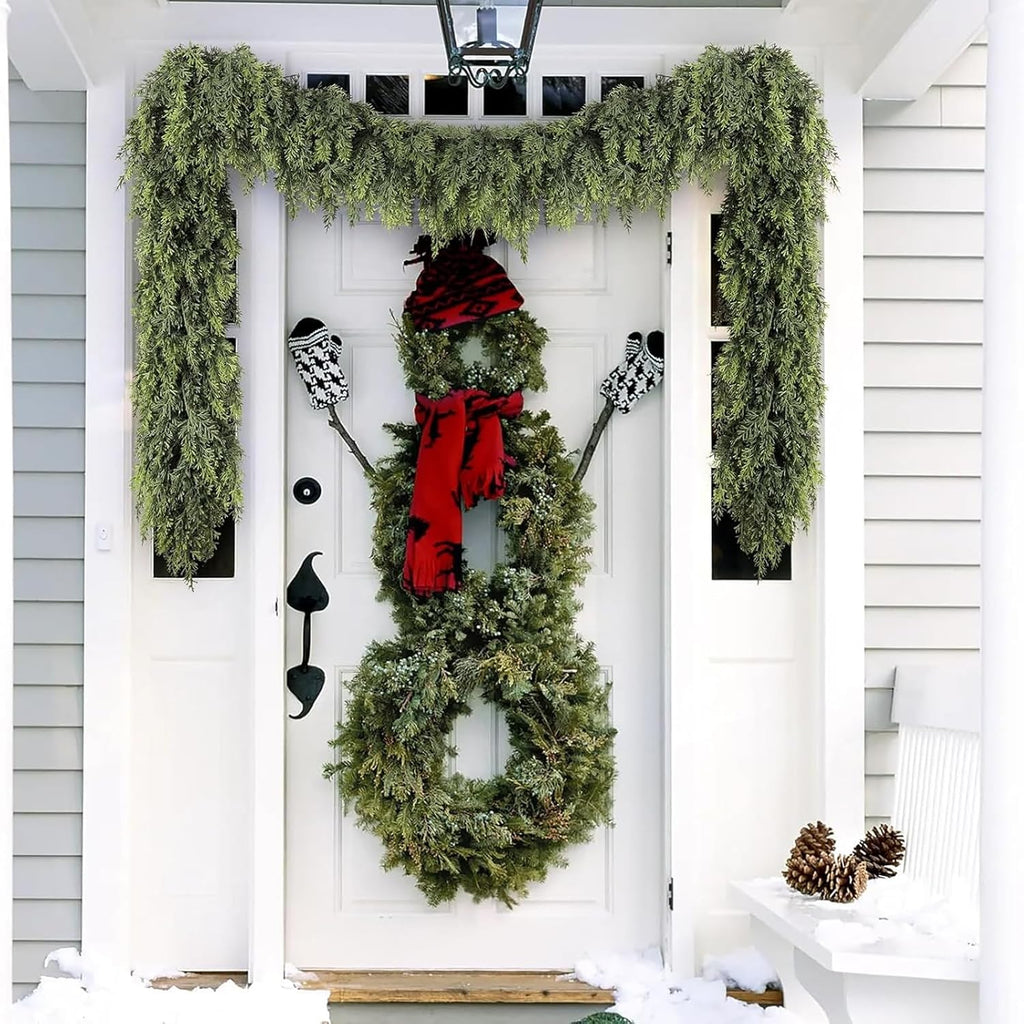 Christmas Garland Real Touch Cedar Garland Christmas Decorations 6 ft Soft and Lush Realistic Faux Pine Garlands for Mantle Table Stairs Door Doorframe Fireplace Indoor Outdoor Holiday Decorations