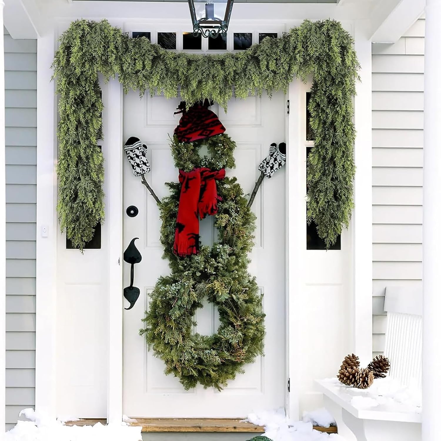 Christmas Garland Real Touch Cedar Garland Christmas Decorations 6 ft Soft and Lush Realistic Faux Pine Garlands for Mantle Table Stairs Door Doorframe Fireplace Indoor Outdoor Holiday Decorations