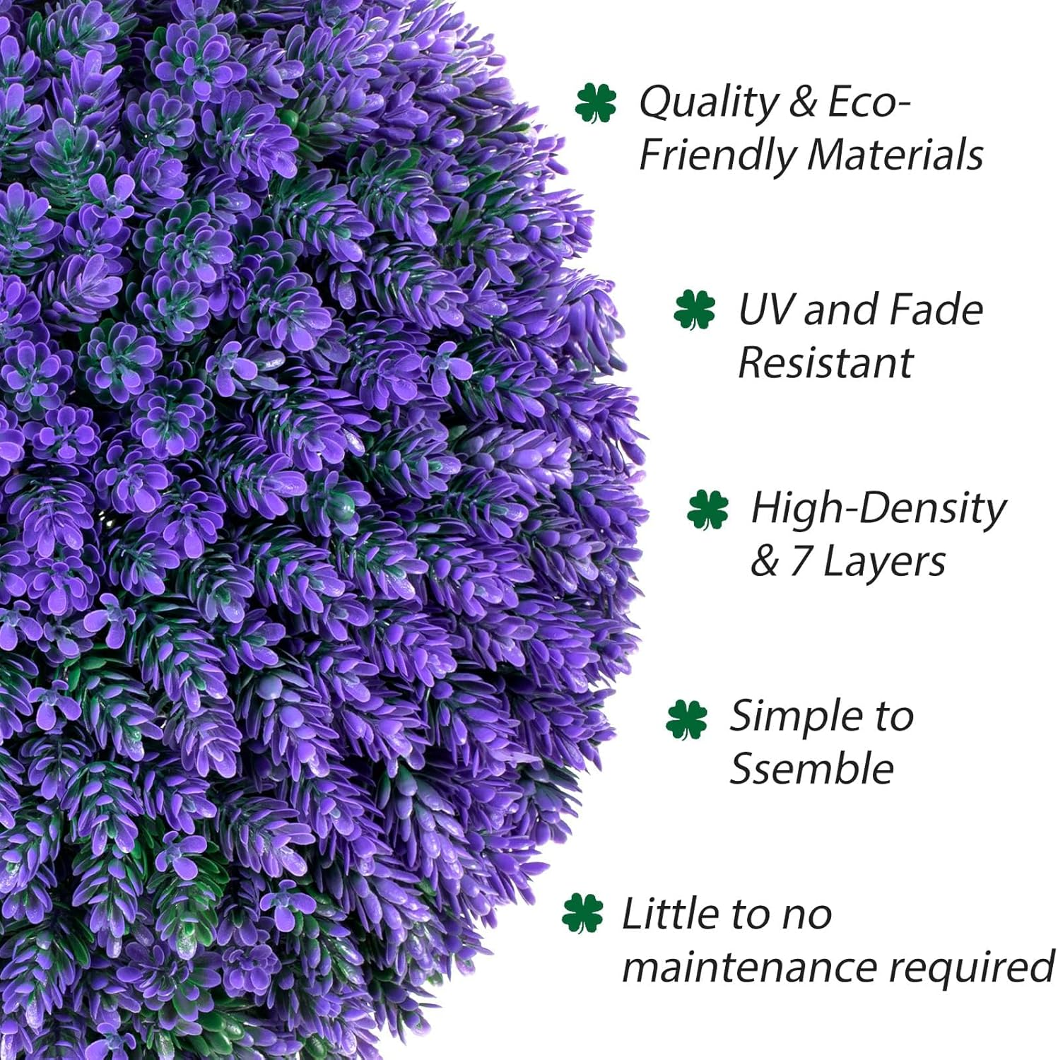 16.7 Inch Artificial Pine Cone Topiary Balls Set of 2, Purple Boxwood Balls with 7 Layers Leaves UV Protection Faux Evergreen Plants Outside Decor for Porch Garden Backyard