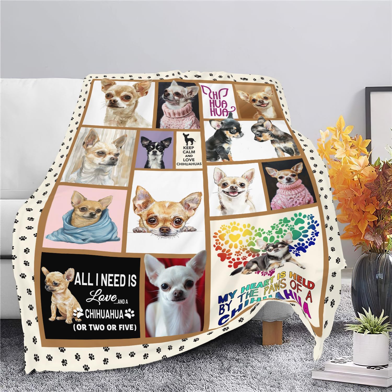 Chihuahua Blanket Chihuahua Dog Throw Blanket Gifts for Girls Women Kids Boys Adults Men Super Soft Cozy Plush Fluffy Fuzzy Fleece Blanket Home Decor 60''X80''