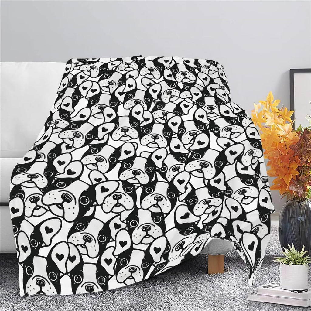 Boston Terrier Throw Blanket French Bulldog Frenchie Puppy Stuff Gifts for Dog Lover Kids Girls Boys Adults Women Men Soft Cozy Warm Plush Fluffy Fuzzy Fleece Blanket Decor 40''X50''