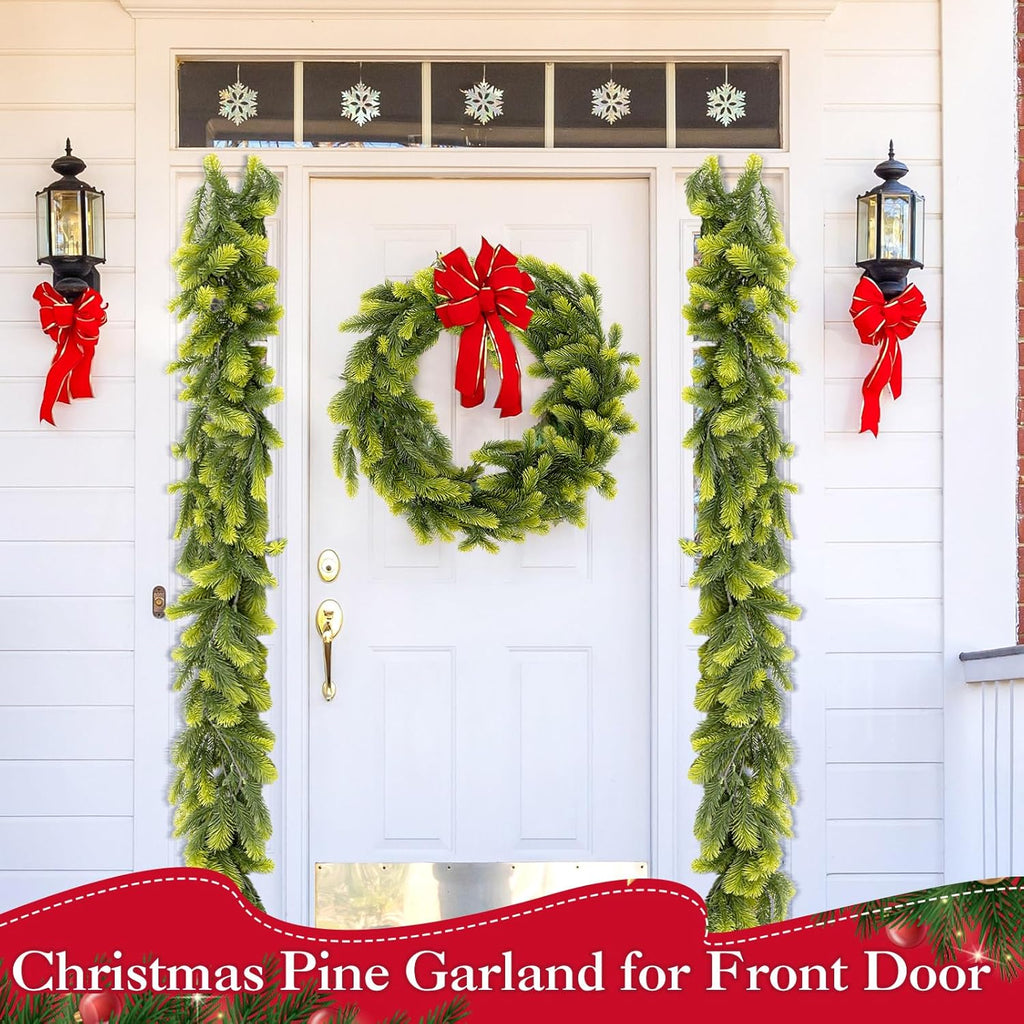 12 Pcs 5.6ft Artificial Christmas Garland Faux Spruce Pine Garlands Realistic Leaves Hanging Greenery Plant for Christmas Table Fireplace Wall Mantle Indoor Xmas Decor