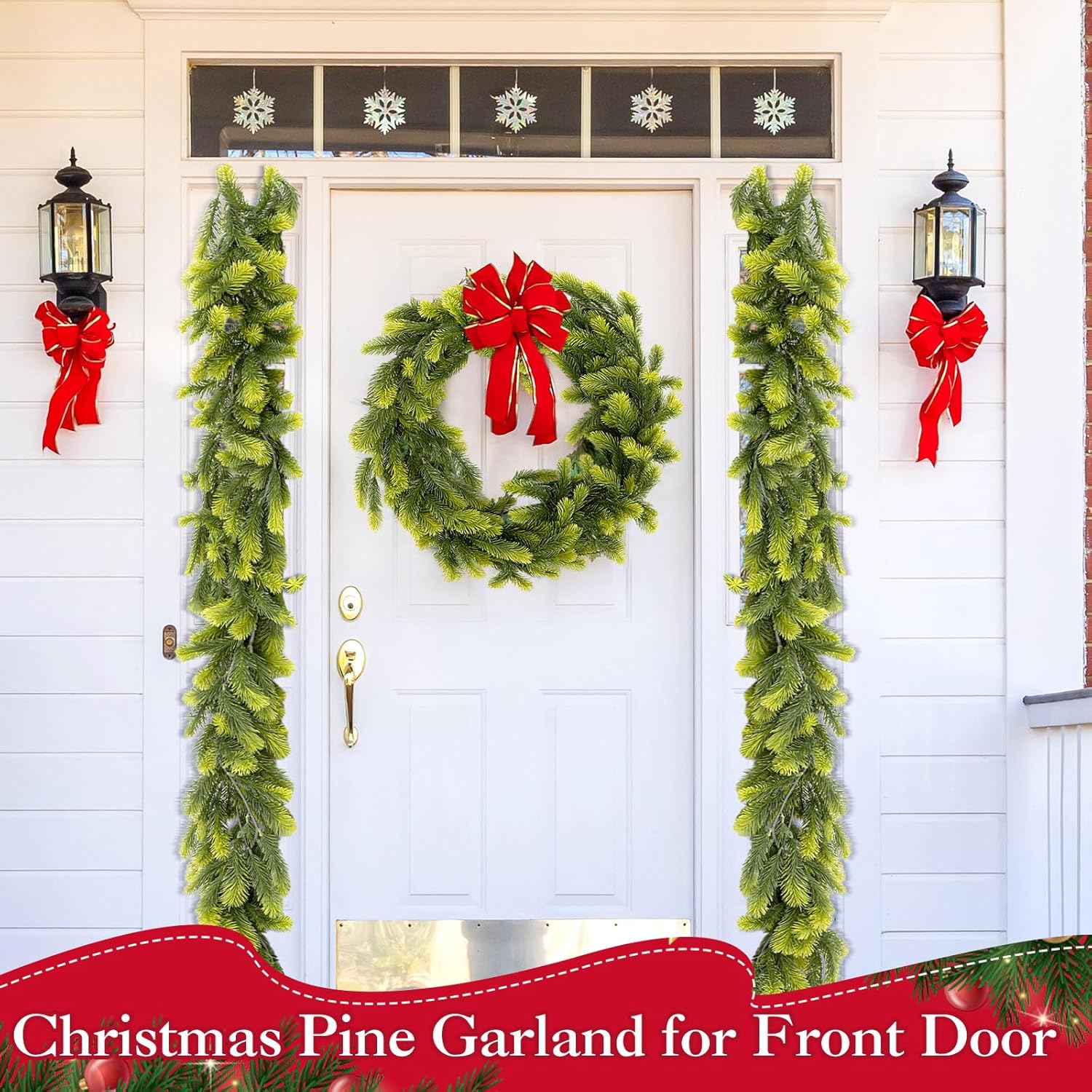 12 Pcs 5.6ft Artificial Christmas Garland Faux Spruce Pine Garlands Realistic Leaves Hanging Greenery Plant for Christmas Table Fireplace Wall Mantle Indoor Xmas Decor