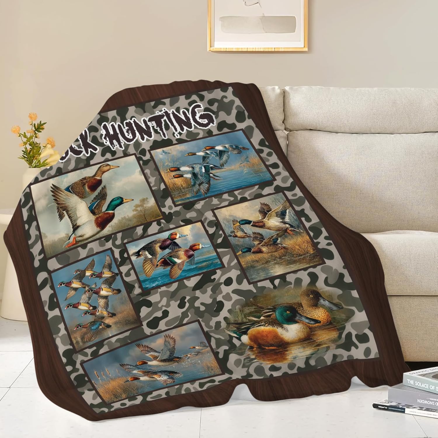 Duck Throw Blanket Hunting Mallard Duck Stuff Gifts for Kids Girls Boys Adults Women Men Soft Cozy Warm Plush Fluffy Fuzzy Fleece Blanket Decor 40''X50''
