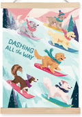 FDHSPAAM Funny Dog Skiing Wall Art Decor, Winter Home Decor, Dog Lovers Mom Gifts, Winter Holiday Cute Dogs Ski Wall Art Posters for Lodge Cabin Home Bedroom Living Room, 12x16 Inch