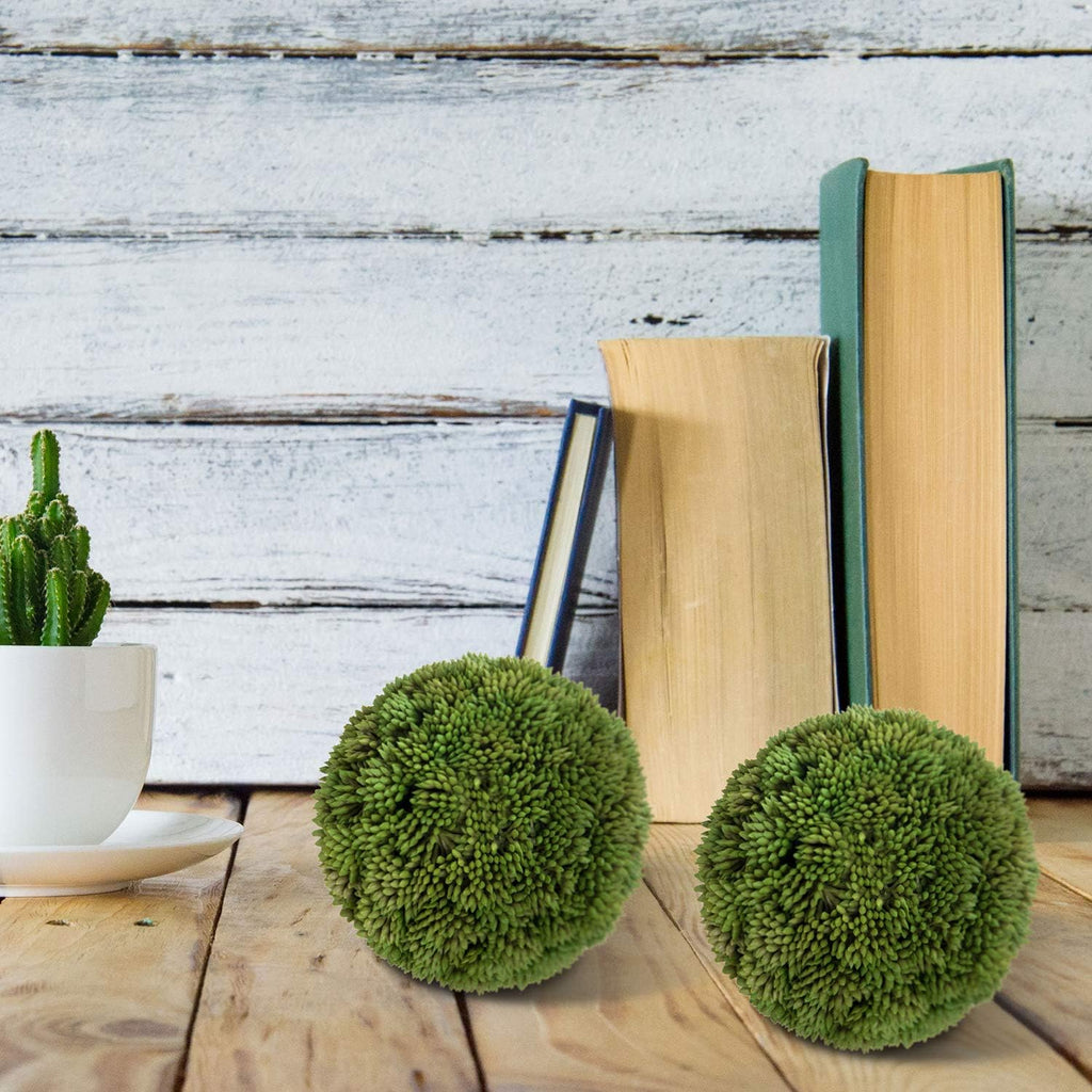 MyGift 4 Inch Decorative Boxwood Balls Topiary, Lifelike Artificial Foliage Greenery Faux Bowl Fillers, Set of 2