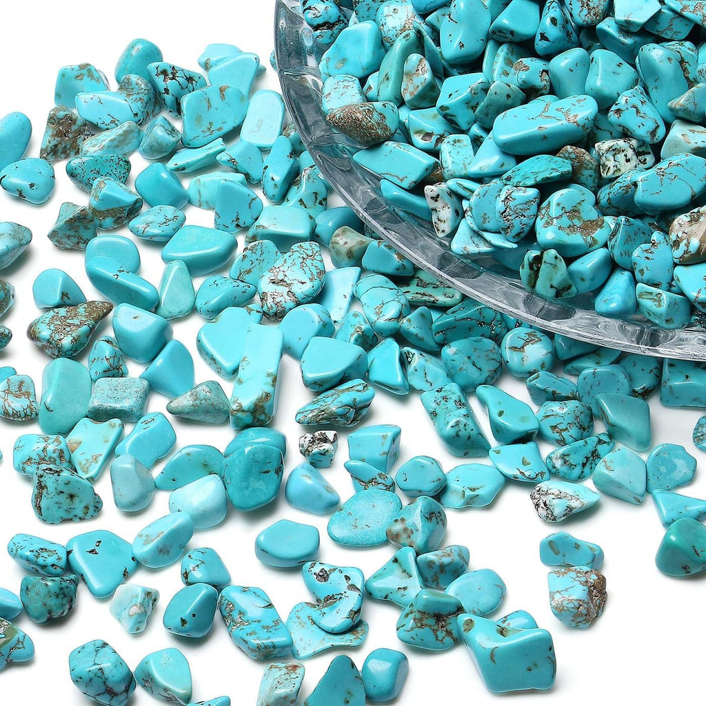 LAIDANLA Turquoise 1lb Crystal Polished Tumbled Stones Irregular Shaped Crystal Chips Bulk Natural Gemstone Aquarium Gravel Rocks Vase Filler Fish Tank Gravel Home Decoration
