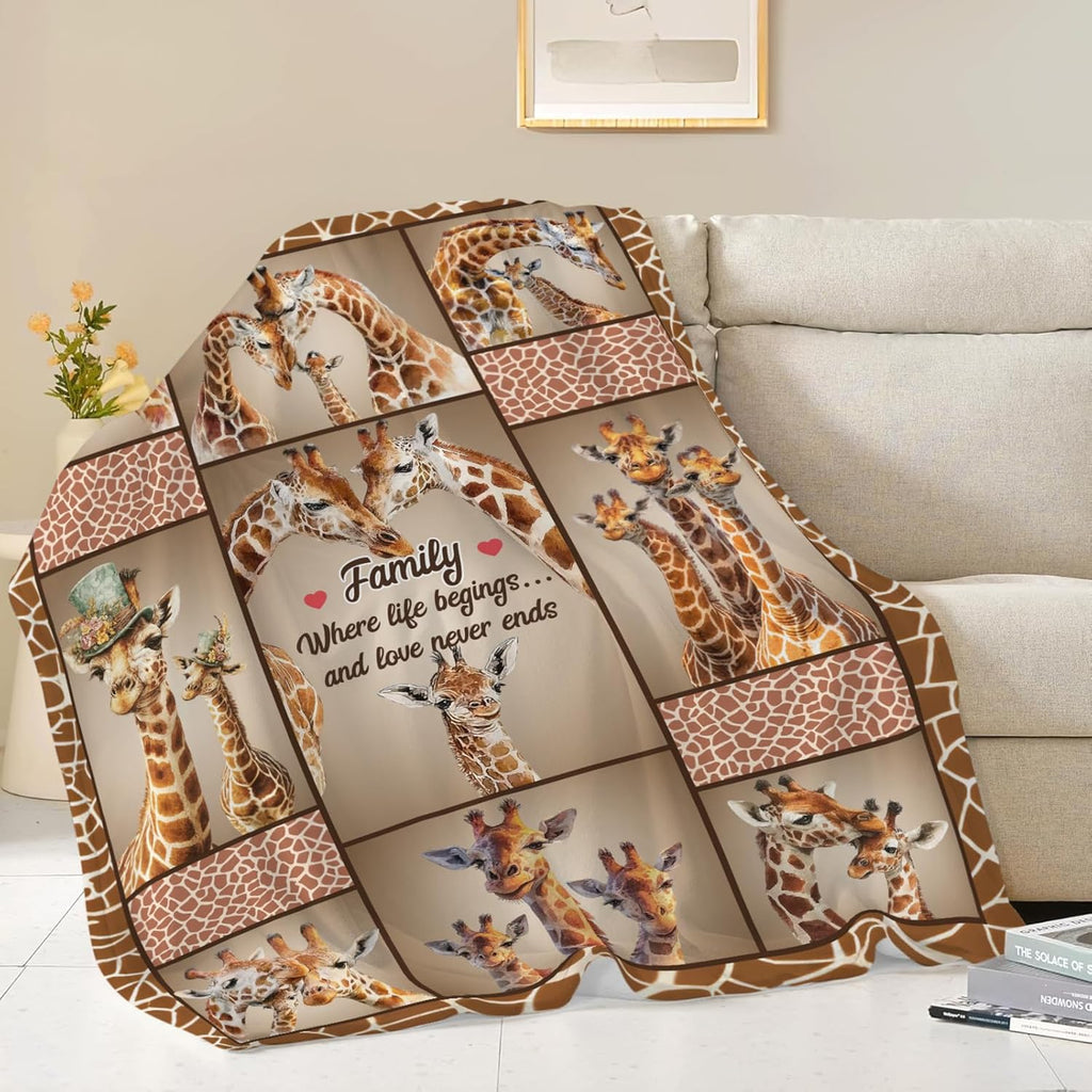 Giraffe Throw Blanket Giraffe Stuff Gifts for Kids Girls Boys Adults Women Men Soft Cozy Warm Plush Fluffy Fuzzy Fleece Blanket Decor 60''X80''