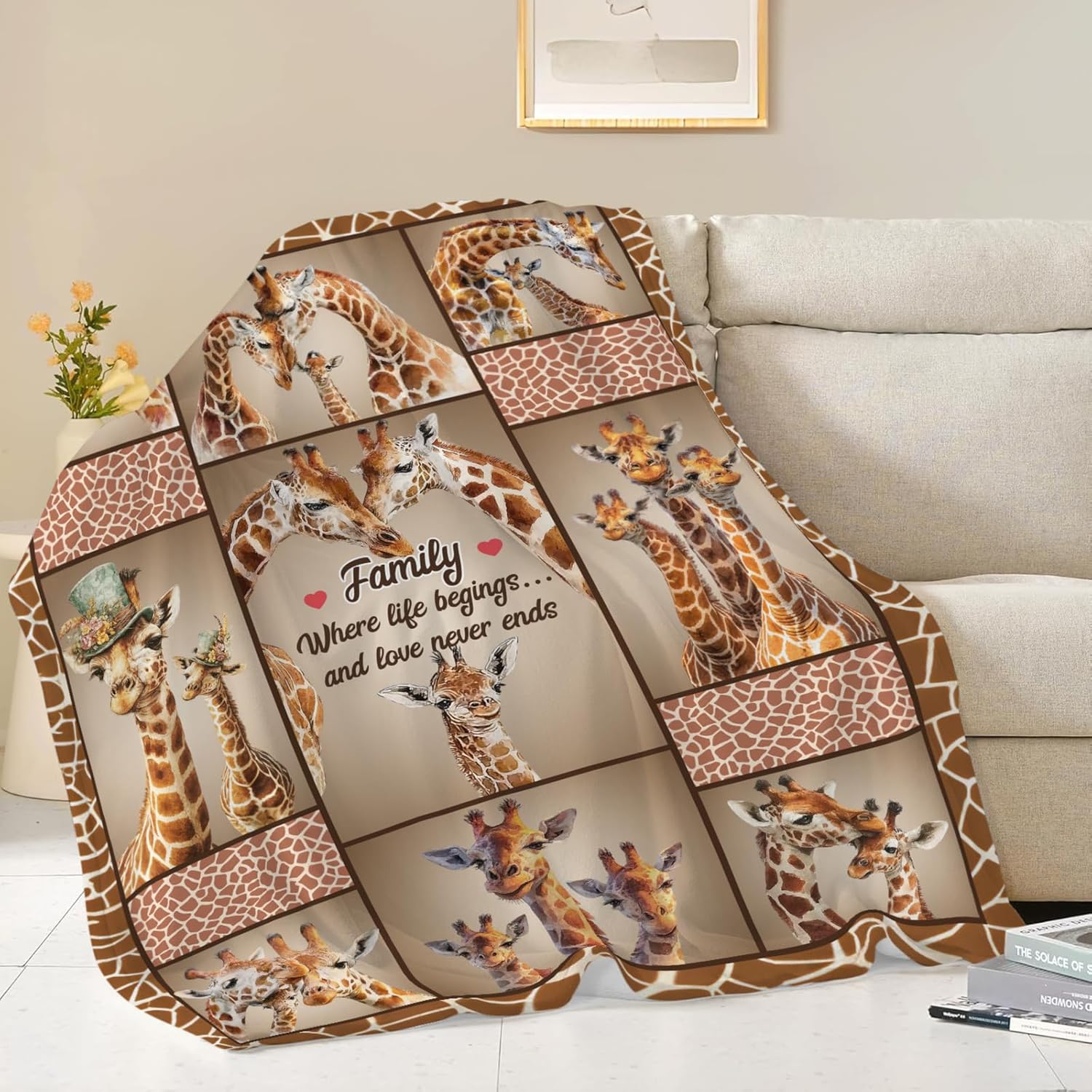 Giraffe Throw Blanket Giraffe Stuff Gifts for Kids Girls Boys Adults Women Men Soft Cozy Warm Plush Fluffy Fuzzy Fleece Blanket Decor 60''X80''