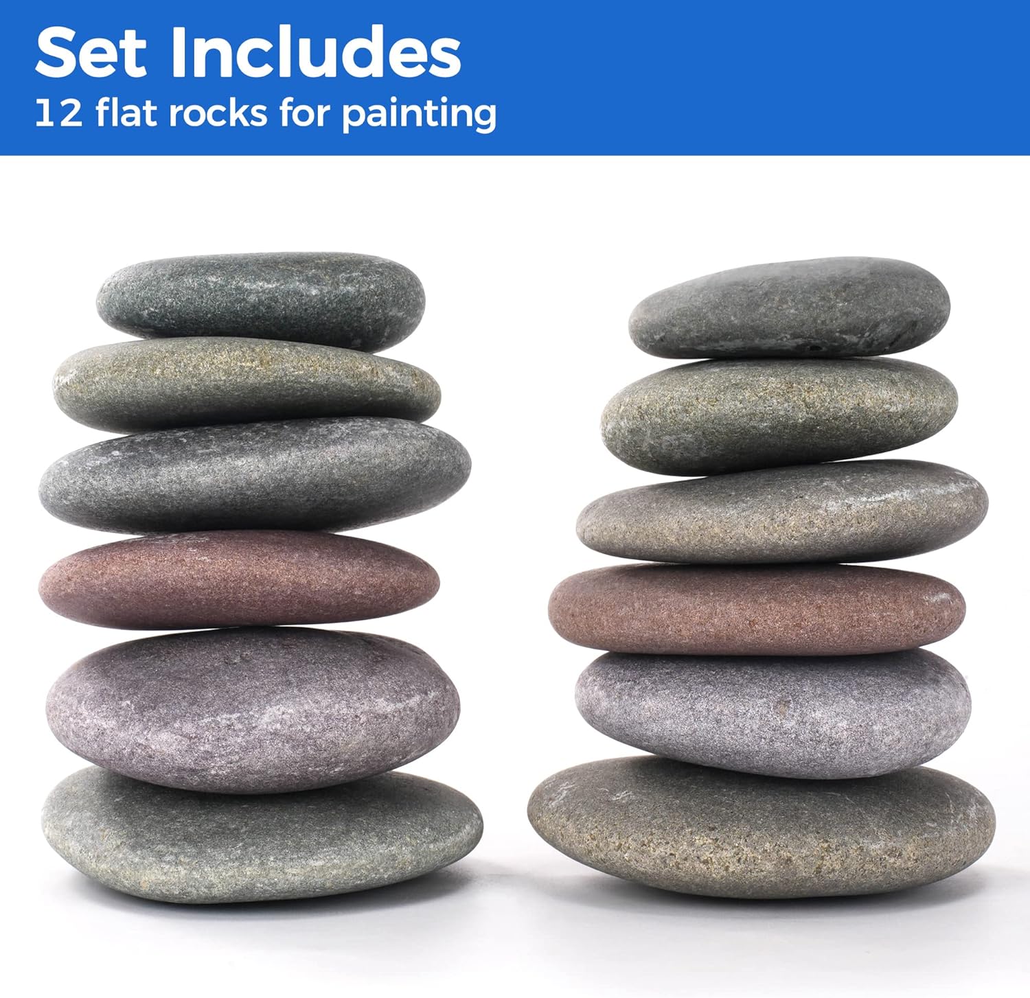 ROCART 24 PCS Extra Large Rocks for Painting, 4-5 Inches Flat Painting Rocks for Arts & Crafts, Natural Smooth River Rocks for Painting, Kindness Rocks, Decoration, DIY, Crafting Gift