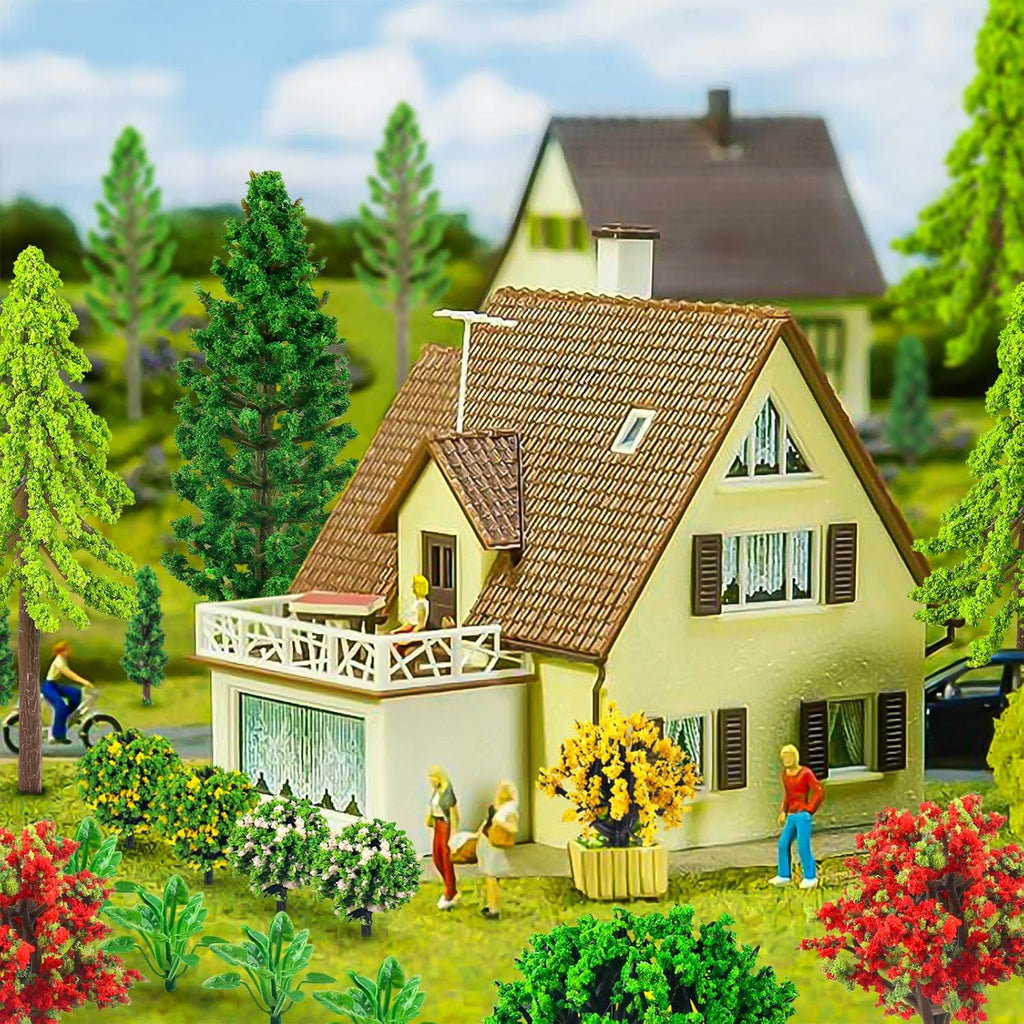 38PCS Mini Model Miniature Trees, Mixed Model Colourful Trees Building Train Scenery Architecture Fake Trees for DIY Crafts, Building Model, Scenery Landscape