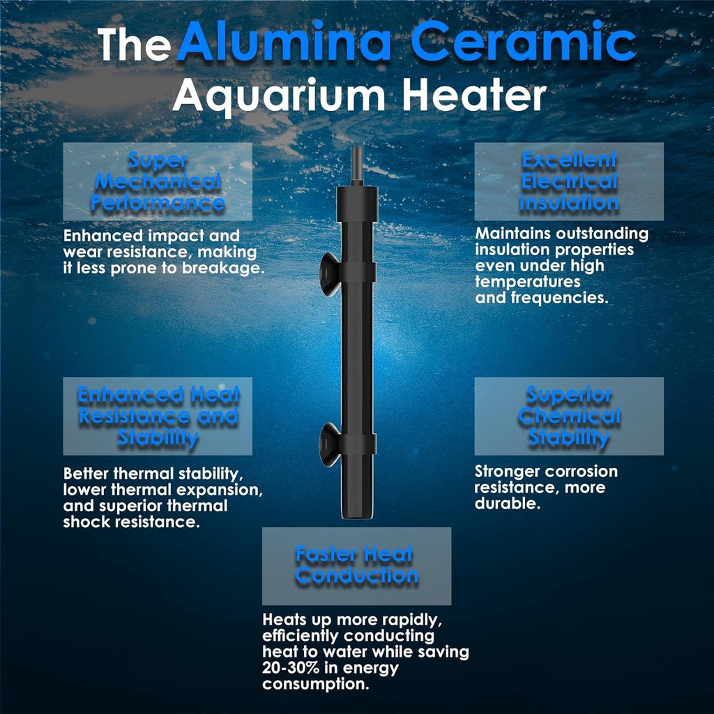 Aquarium Heater 50W Super Small Fish Tank Heater with Digital Display Thermostat, Alumina Ceramic Betta Tank Heater Turtle Heater for 5-10 Gallon Tanks