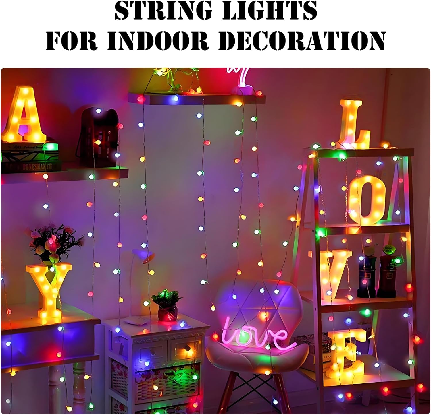 LiuZpatial Smart Globe Christmas Lights Indoor, 33 FT 100 LED Globe Fairy Lights Plug in, App & Remote Control, Timer Music Sync, Christmas Globe String Lights for Bedroom