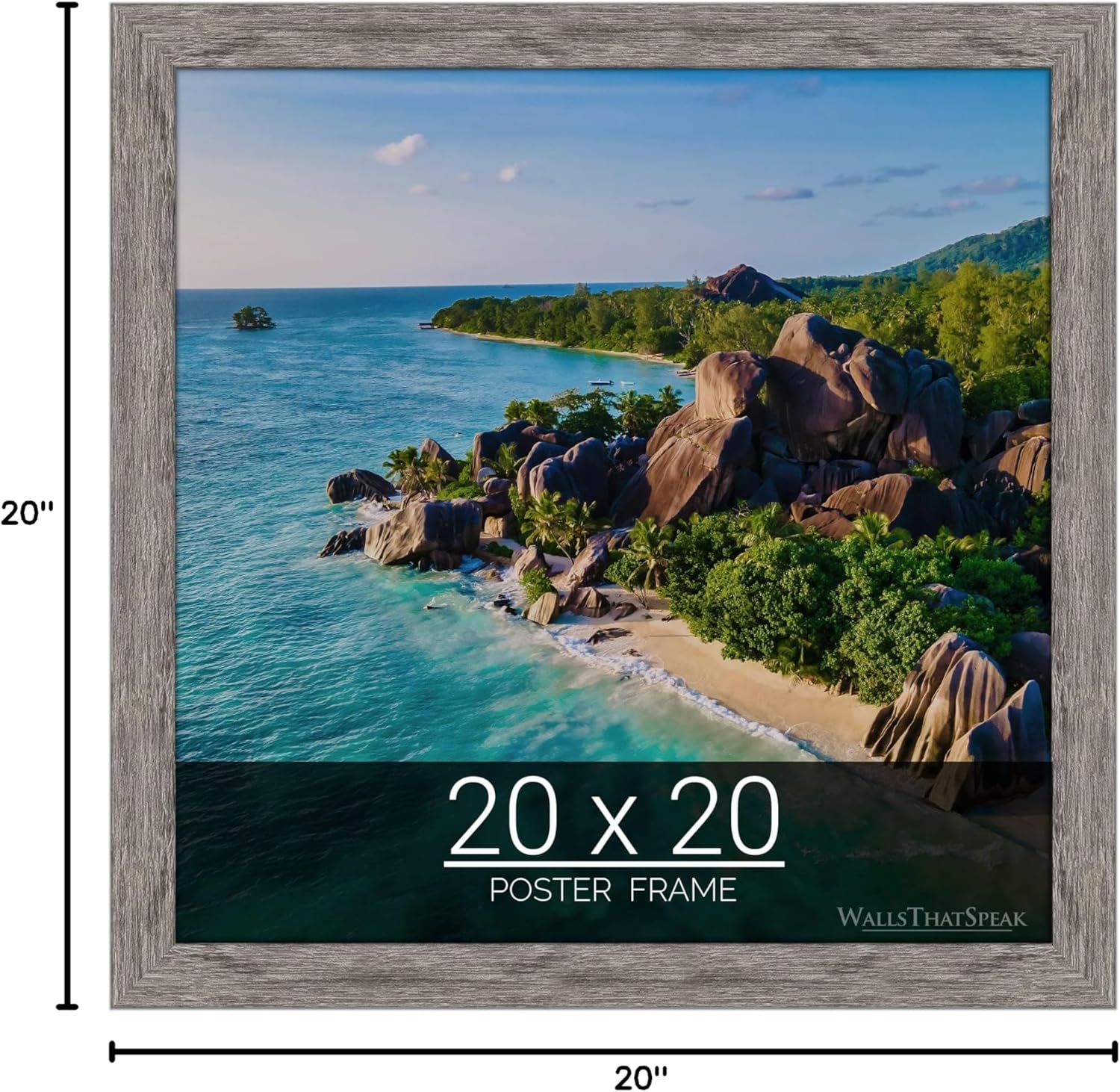 wallsthatspeak 20x20 Gray Barnwood Picture Frame for Puzzles Posters Photos or Artwork