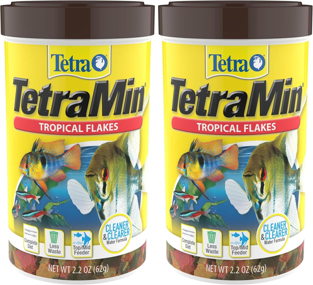 TetraMin Nutritionally Balanced Tropical Flake Food for Tropical Fish, 2.2 oz (Pack of 2)