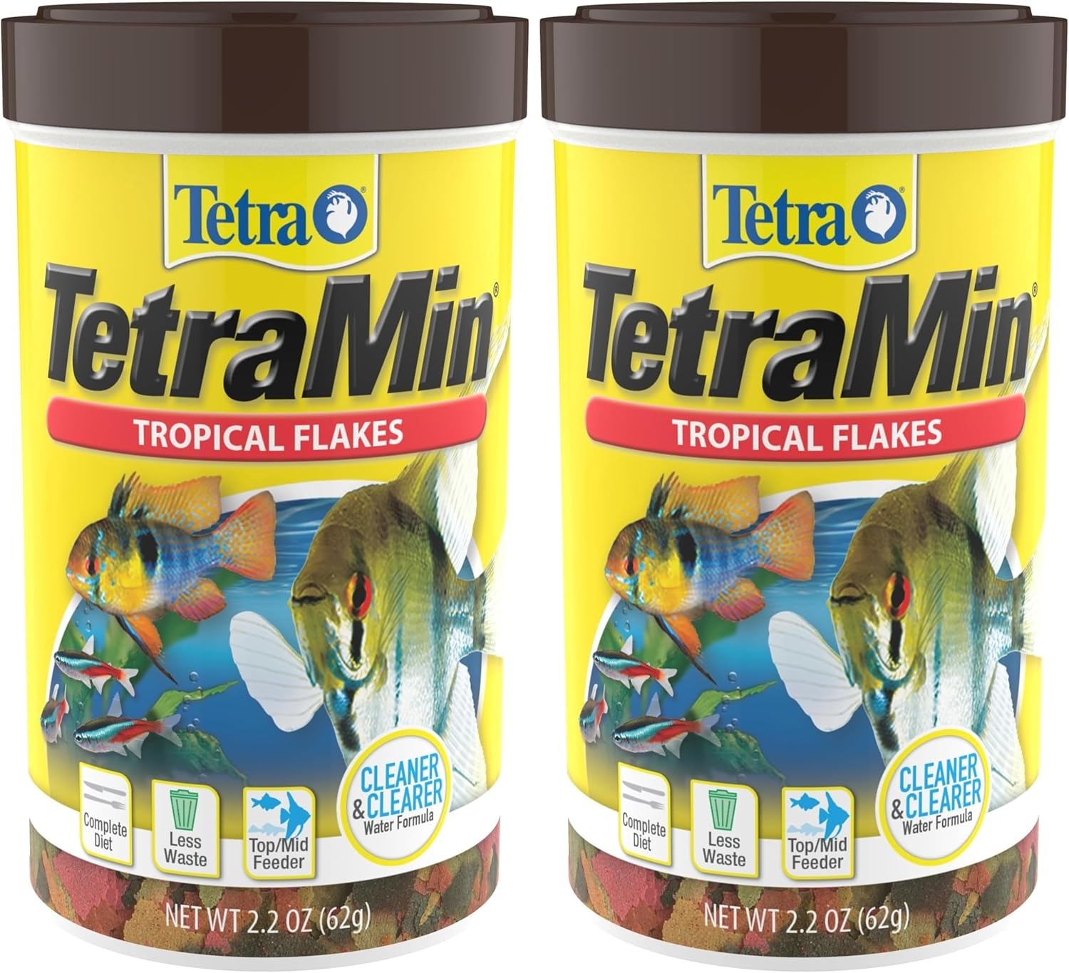 TetraMin Nutritionally Balanced Tropical Flake Food for Tropical Fish, 2.2 oz (Pack of 2)
