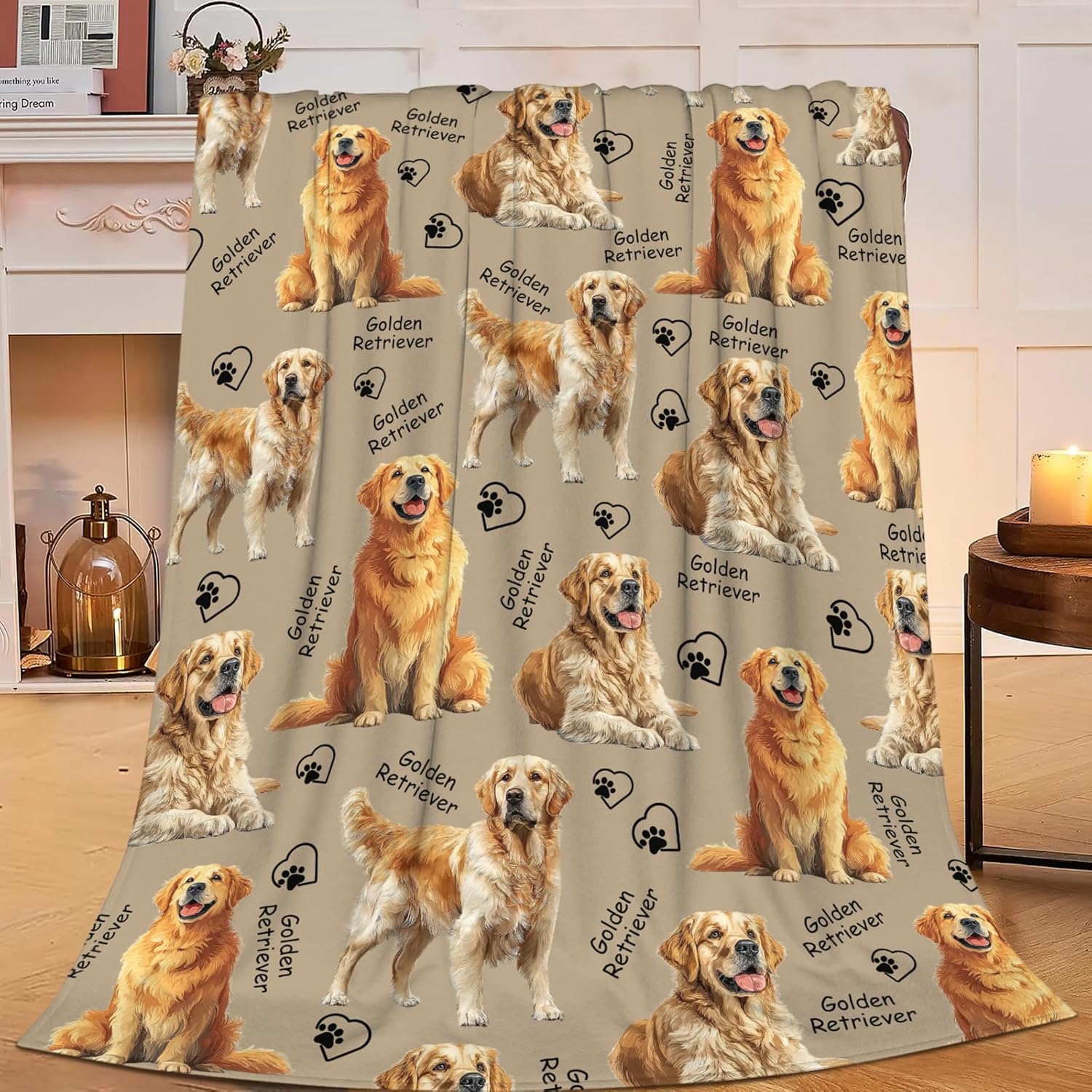 Golden Retriever Throw Blanket Golden Retriever Puppy Stuff Gifts for Dog Lover Kids Girls Boys Adults Women Men Soft Cozy Warm Plush Fluffy Fuzzy Fleece Blanket Decor 40''X50''