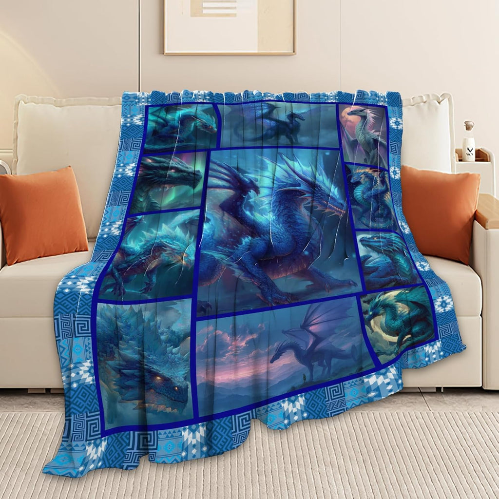 Dragon Throw Blanket Dragon Stuff Gifts for Kids Girls Boys Adults Women Men Soft Cozy Warm Plush Fluffy Fuzzy Fleece Blanket Decor 50''X60''