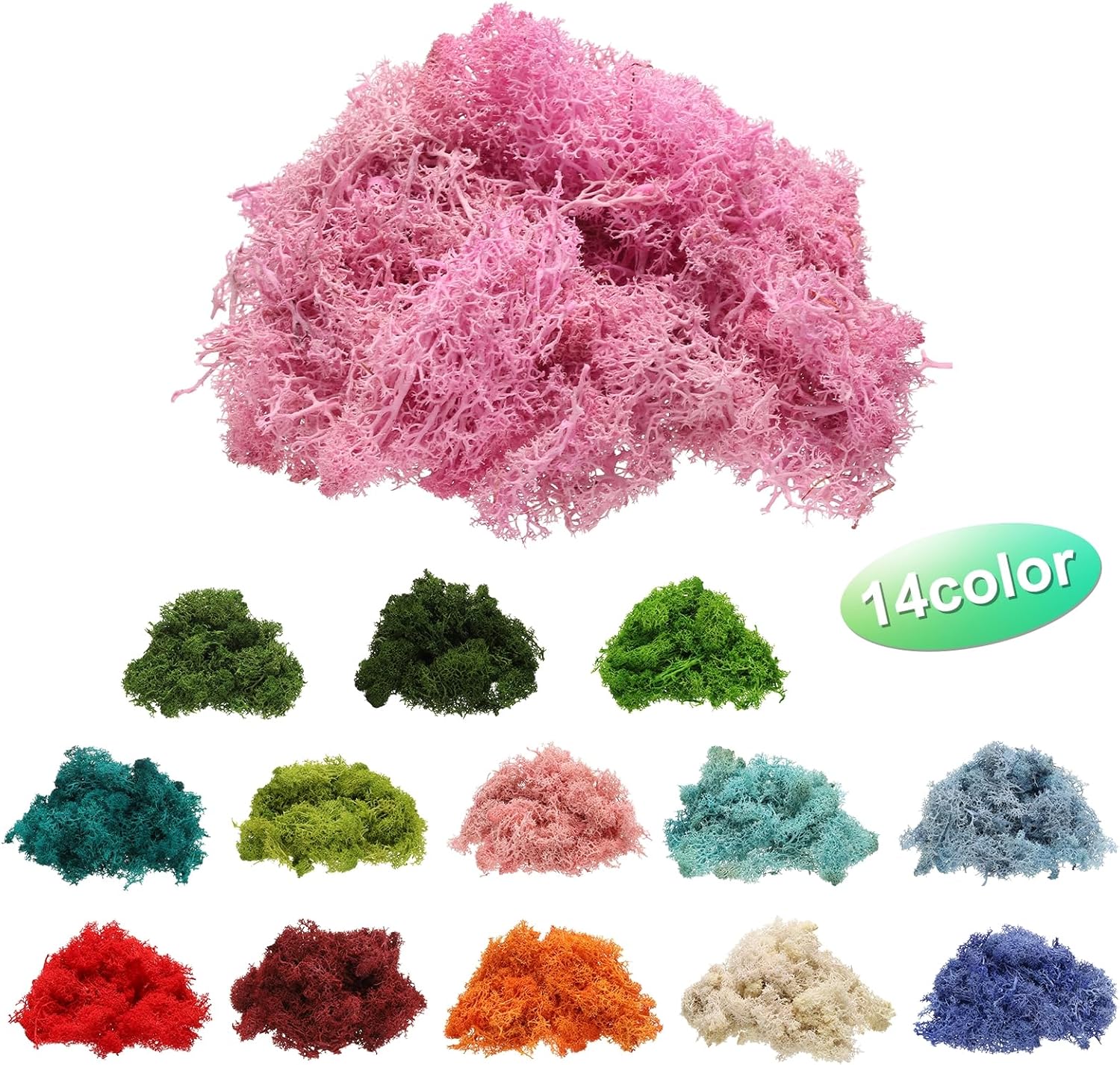 uxcell Preserved Reindeer Moss, 4 OZ Fake Moss for Crafts Artificial Dried Moss for Decoration, Craft, Terrariums, Potted Plants, Centerpieces Fairy Gardens (Rose Red)