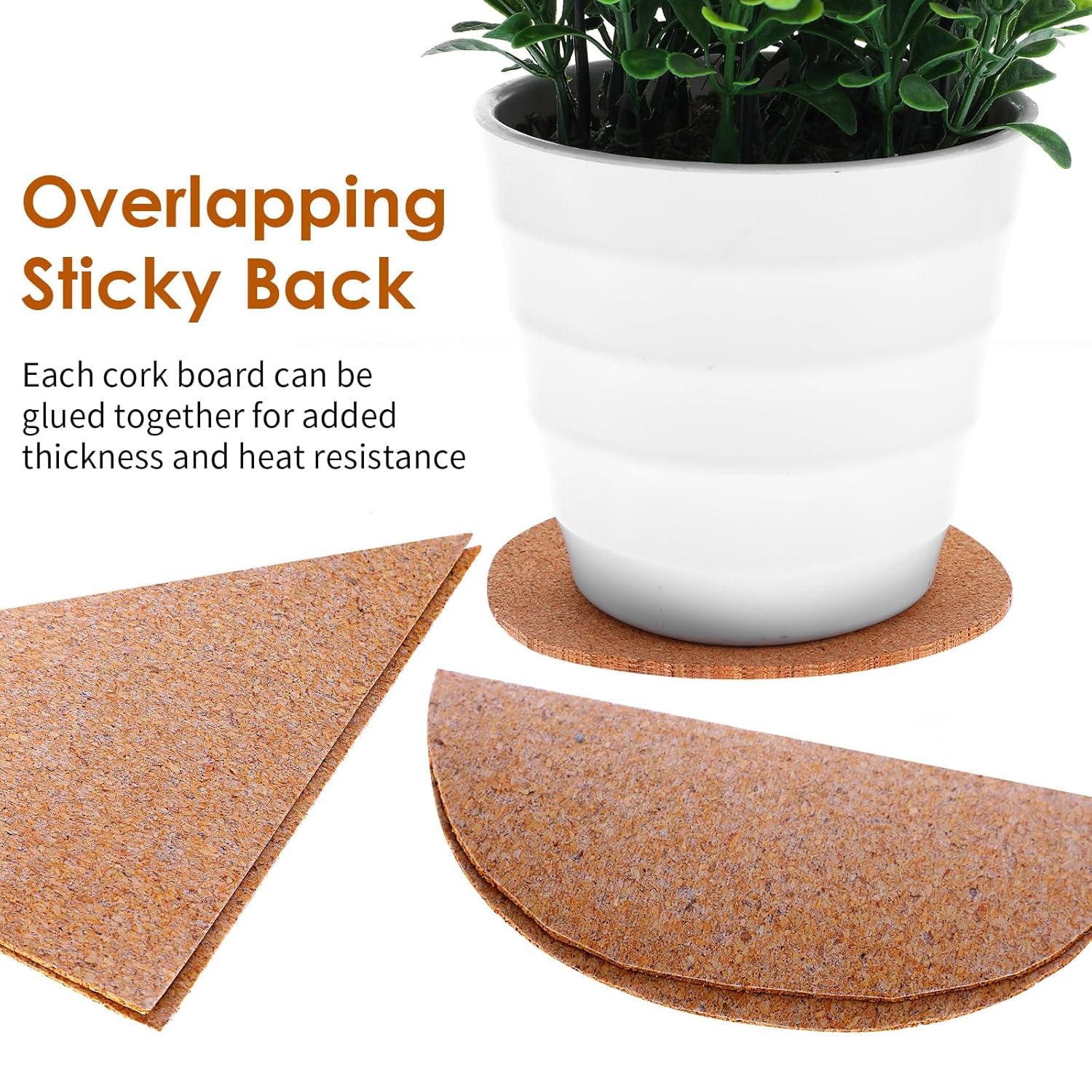 Xindojuz 16 PCS Cork Backing for Coasters, Self-Adhesive Cork Sheet Bulk, Mini Wall Board Corks on Tiles Bottom for Thin Drink Coasters Cup Mats DIY Crafts Making Decorations (4x4 Inches)